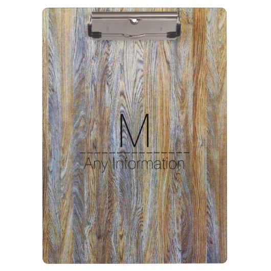 Monogram houtachtige korrels #4 klembord (Voorkant)