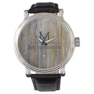 Monogram houtachtige korrels #5 horloge