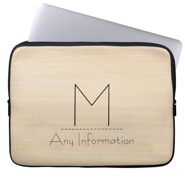 Monogram houtachtige korrels laptop sleeve (Voorkant)