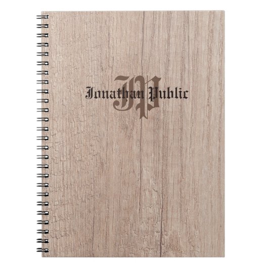 Monogram houten bord Kijk Oude Sjabloon van het Ma Notitieboek (Voorkant)