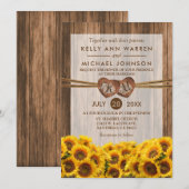 Monogram Houten Harten met Land Zonnebloemen Kaart (Voorkant / Achterkant)