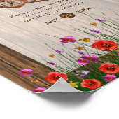 Monogram Houten Harten met Wilde Bloemen Poster (Hoek)