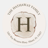 Monogram houten segment retour adres label (Voorkant)