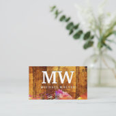 Monogram | Houten | Waterverf Geborsteld Visitekaartje (Staand voorkant)