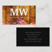 Monogram | Houten | Waterverf Geborsteld Visitekaartje (Voorkant / Achterkant)