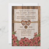 Monogram Houtharten met stoffige Roos lelies Kaart (Voorkant)