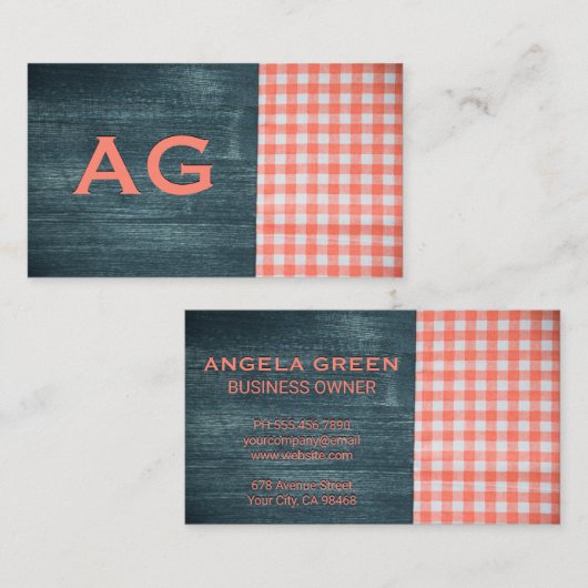 Monogram | Houtkorrels | Tafelstof Visitekaartje (Voorkant / Achterkant)