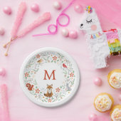 Monogram Houtland Krans Papieren Bord (Feest)