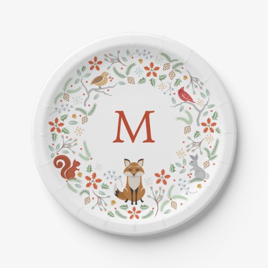 Monogram Houtland Krans Papieren Bord (Voorkant)