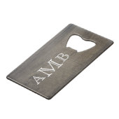Monogram houtlook creditkaart flessenopener (Voorkant Gekanteld)