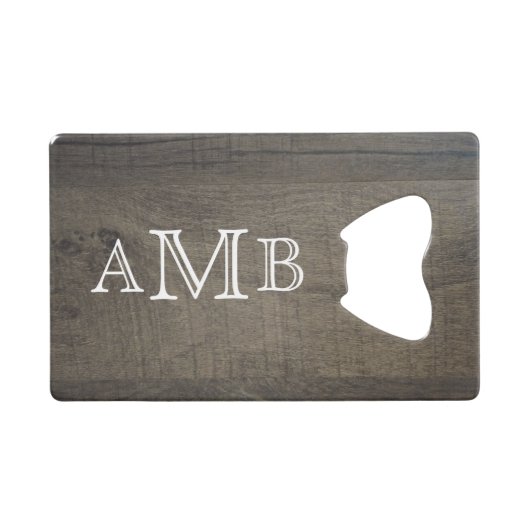 Monogram houtlook creditkaart flessenopener (Voorkant (Horizontaal))