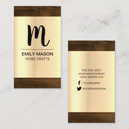 Monogram | Houtnerf Afwerking Visitekaartje (Voorkant / Achterkant)