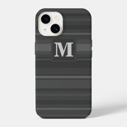 Monogram houtskoolstrepen iPhone hoesje (Achterkant)