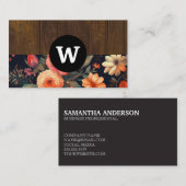 Monogram | Houtstructuur | Bloempatroon Visitekaartje (Voorkant / Achterkant)