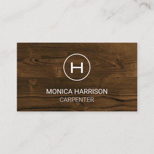 Monogram houtstructuur | Timmerman Visitekaartje (Voorkant)