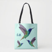 Monogram Hummingbird Dot Art Tote Bag (Voorkant)