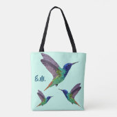 Monogram Hummingbird Dot Art Tote Bag (Achterkant)