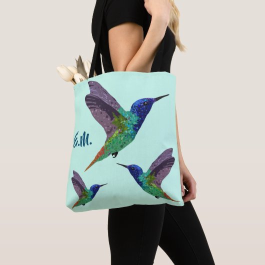 Monogram Hummingbird Dot Art Tote Bag (Dichtbij)