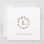 Monogram Hummingbird Note Card Notitiekaartje (Voorkant)