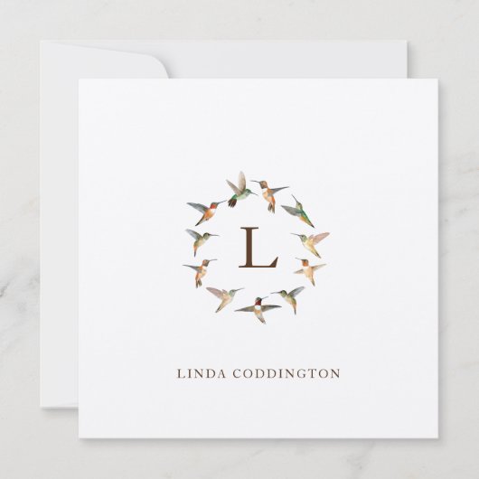 Monogram Hummingbird Note Card Notitiekaartje (Voorkant)