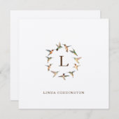 Monogram Hummingbird Note Card Notitiekaartje (Voorkant / Achterkant)