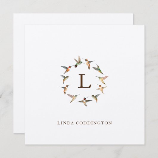 Monogram Hummingbird Note Card Notitiekaartje (Voorkant / Achterkant)