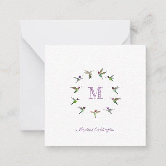 Monogram Hummingbird Notitiekaartje (Voorkant)