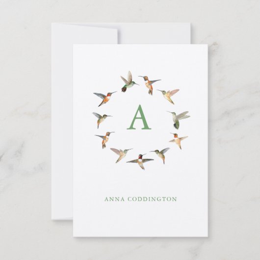 Monogram Hummingbird Notitiekaartje (Voorkant)