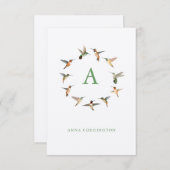 Monogram Hummingbird Notitiekaartje (Voorkant / Achterkant)