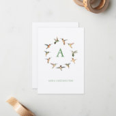 Monogram Hummingbird Notitiekaartje (Voorkant / Achterkant in situ)