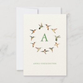 Monogram Hummingbird Notitiekaartje