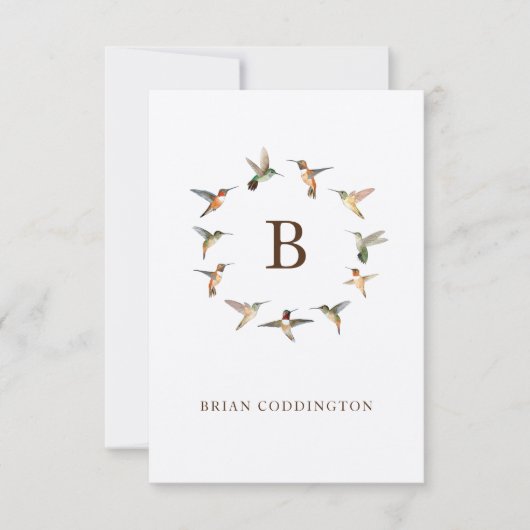 Monogram Hummingbird Notitiekaartje (Voorkant)