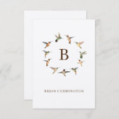 Monogram Hummingbird Notitiekaartje (Voorkant / Achterkant)