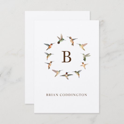 Monogram Hummingbird Notitiekaartje (Voorkant / Achterkant)