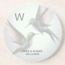 Monogram Hummingbird Sandstone Onderzetter