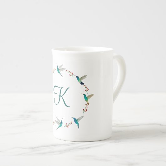 Monogram Hummingbird Wreath Porselein Kop (Voorkant rechts)