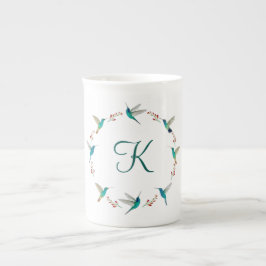 Monogram Hummingbird Wreath Porselein Kop