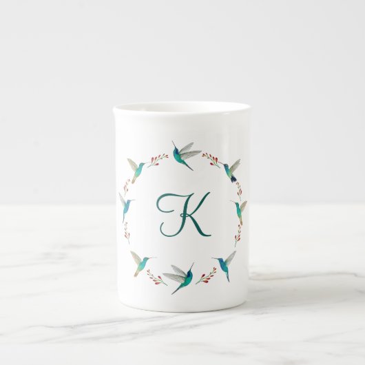 Monogram Hummingbird Wreath Porselein Kop (Voorkant)