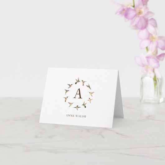 Monogram Hummingvogels Note Card Kaart (Orchidee)