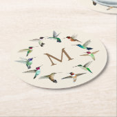Monogram Hummingvogels Ronde Kartonnen Onderzetter (Gebogen)