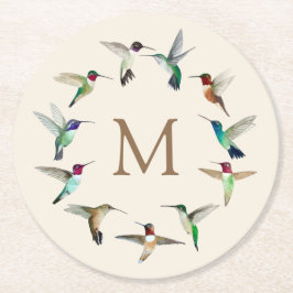 Monogram Hummingvogels Ronde Kartonnen Onderzetter