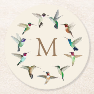 Monogram Hummingvogels Ronde Kartonnen Onderzetter