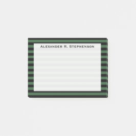 Monogram Hunter Green en Black Stripe Post-it® Notes