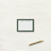 Monogram Hunter Green en Black Stripe Post-it® Notes (Op bureau)