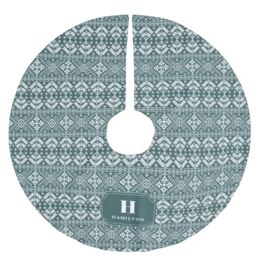 Monogram Hunter Green & White Sweater Pattern Kerstboom Rok (Voorkant)