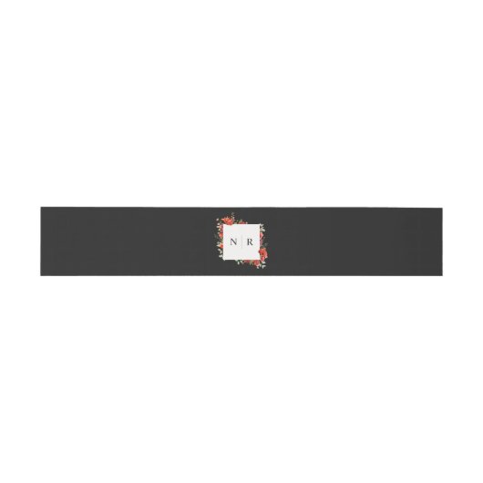 Monogram Huwelijk Delicate Klaproos Donker Huwelij Uitnodigingen Wikkel (Vlak)