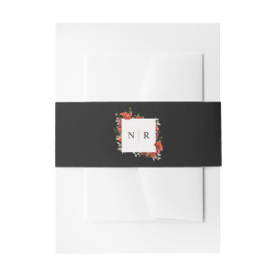 Monogram Huwelijk Delicate Klaproos Donker Huwelij Uitnodigingen Wikkel