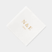 Monogram Huwelijk Elegant Minimaal Stijlvol Goud Folie Servetten (Rechts)