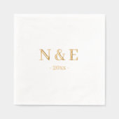 Monogram Huwelijk Elegant Minimaal Stijlvol Goud Folie Servetten (Voorkant)