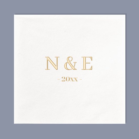Monogram Huwelijk Elegant Minimaal Stijlvol Goud Folie Servetten